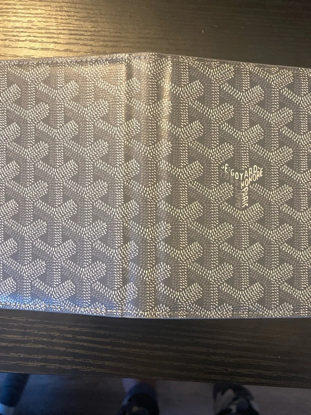 Goyard Card Holder in Black with White Goyardine Pattern
